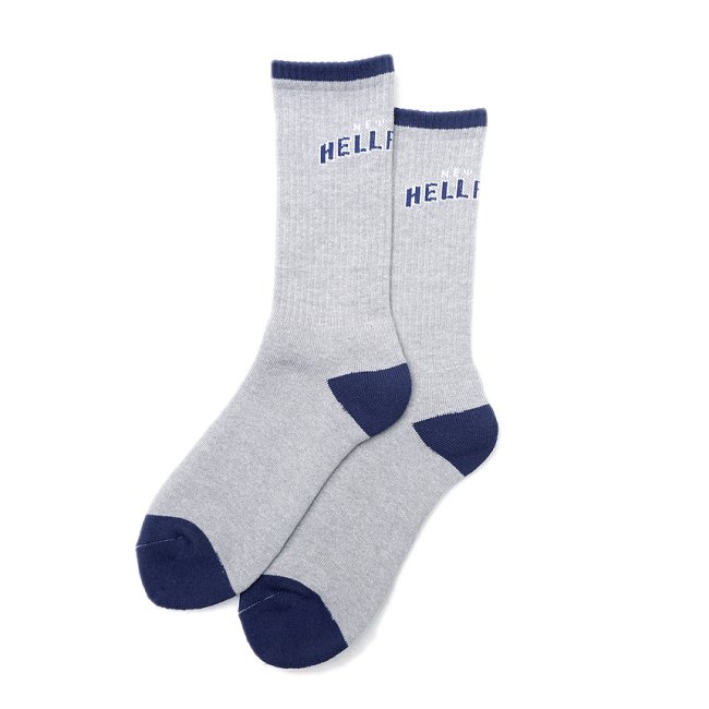 <img class='new_mark_img1' src='https://img.shop-pro.jp/img/new/icons5.gif' style='border:none;display:inline;margin:0px;padding:0px;width:auto;' />HELLRAZOR ARCH LOGO SOCKS / GREY/NAVY (ヘルレイザー ソックス/靴下)