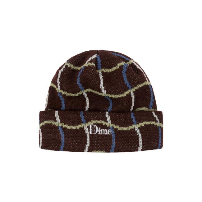 Dime WAVE CHECKERED BEANIE / BROWN (ダイム ニットキャップ/ビーニー 