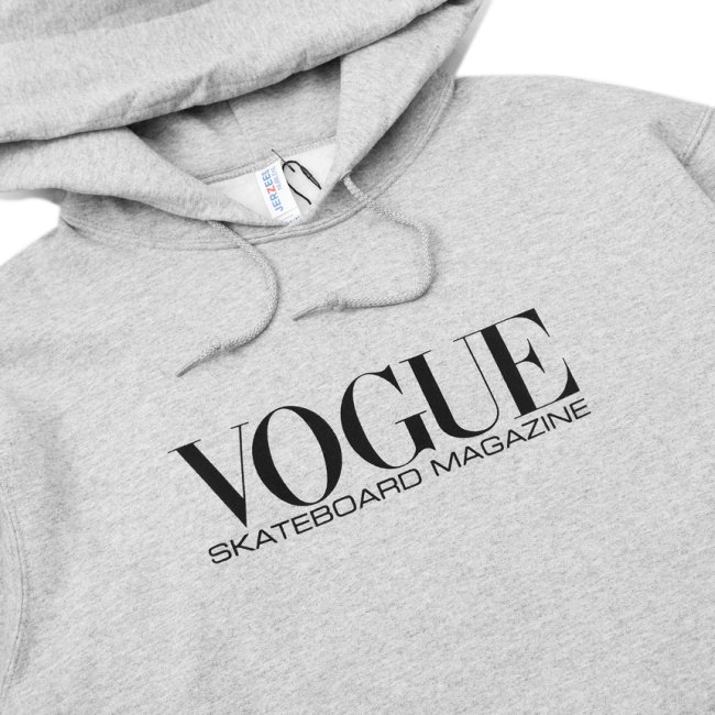 VOGUE SKATEBOARD MAGAZINE PULLLOVER HOODIE / HEATHER GREY