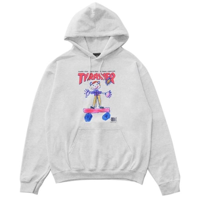 THRASHER KID COVER HOODIE / ASH（スラッシャー パーカー/スウェット 