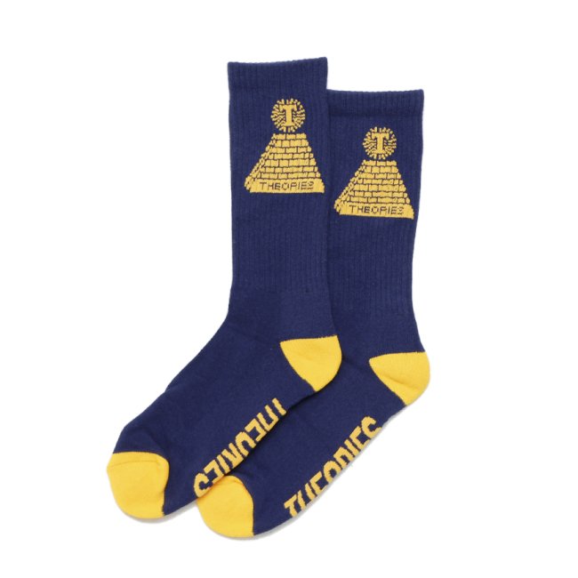 <img class='new_mark_img1' src='https://img.shop-pro.jp/img/new/icons5.gif' style='border:none;display:inline;margin:0px;padding:0px;width:auto;' />THEORIES THEORAMID SOCKS / NAVY / YELLOW（セオリーズ  ソックス/靴下）　