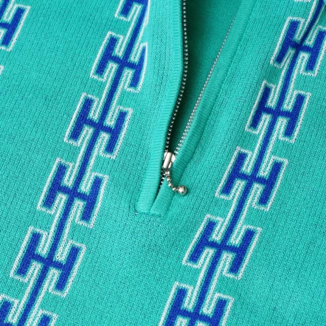 HELLRAZOR CHAIN HALF ZIP KNIT SWEATER / TEAL (ヘルレイザー ニット 