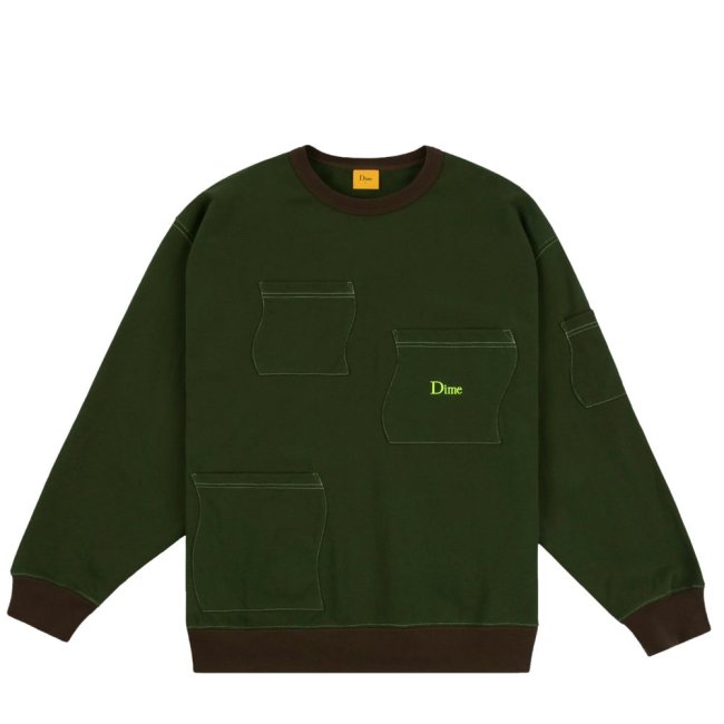 Dime FRENCH TERRY POCKET CREWNECK / FOREST(ダイム クルーネック