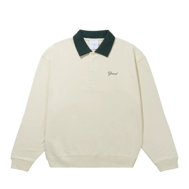 GRAND COLLECTION COLLARED SWEATSHIRT / CREAM/FOREST GREEN (グランドコレクション スウェット/パーカー)  - HORRIBLE'S PROJECT｜HORRIBLE'S｜SAYHELLO | HELLRAZOR | Dime MTL | QUASI |  HOTEL BLUE | GX1000 | THEORIES | VANS SKATE | 正規取扱い販売店 