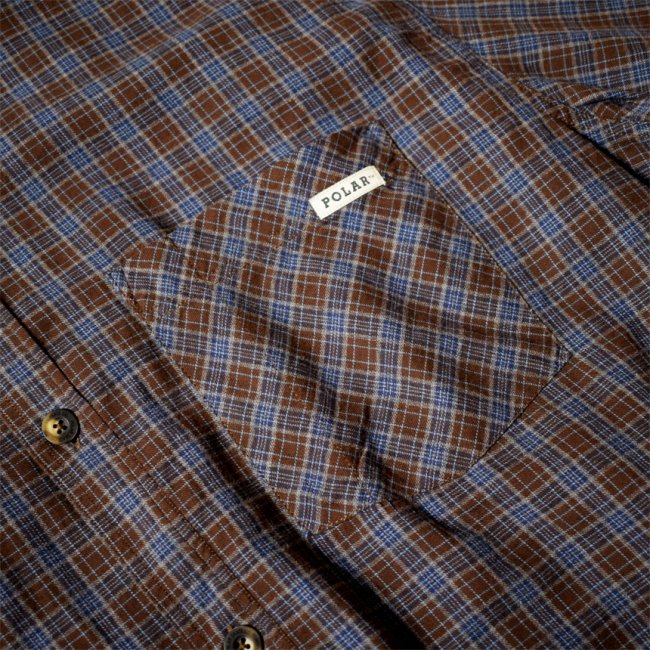 POLAR Mitchell Poplin Shirt / BROWN/BLUE (ポーラー ポプリン シャツ ...