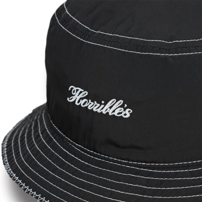 HORRIBLE'S SCRIPT CONTRAST STITCH BUCKET HAT / BLACK