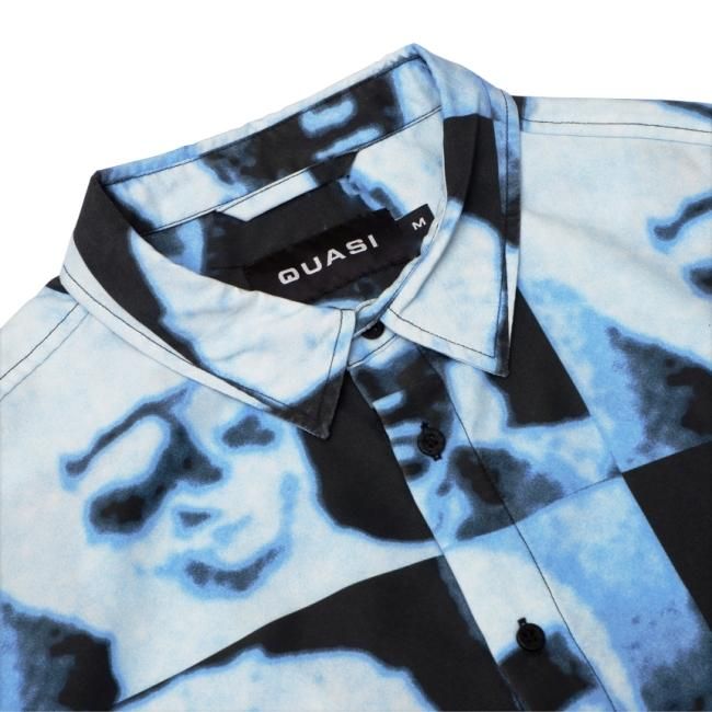 QUASI GUISE SHORT SLEEVE BUTTON UP SHIRT / BLUE (クアジ 半袖