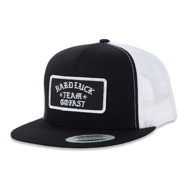 HARDLUCK OLDE ENGLISH BAR PATCH TRUCKER CAP / BLACK x WHITE 