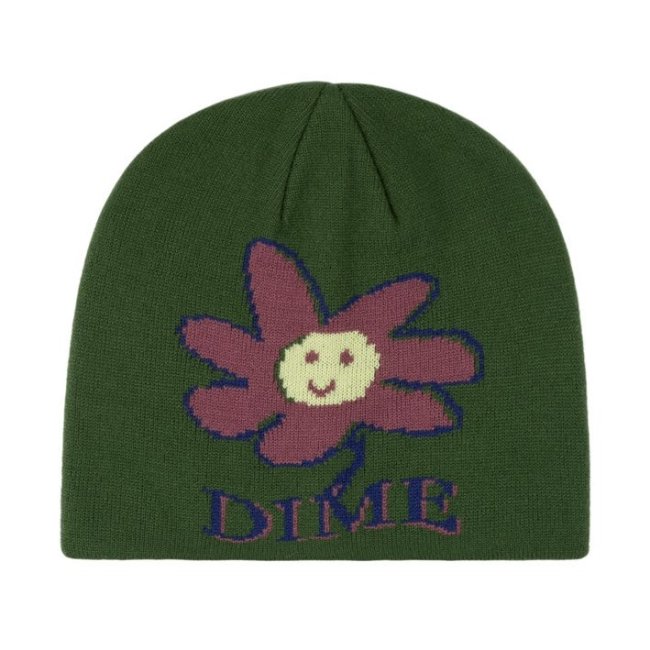 Dime CUTE FLOWER SKULL CAP BEANIE / IVY GREEN (ダイム ニット 