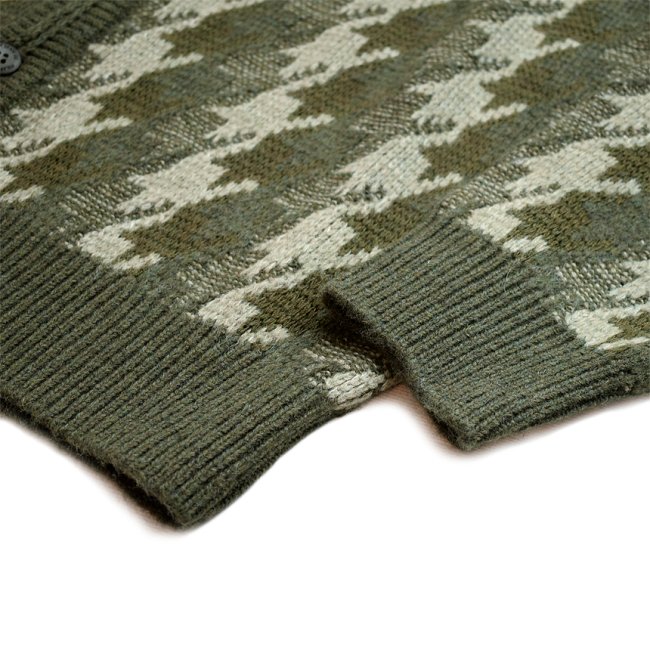 POLAR LOUIS HOUNDSTOOTH CARDIGAN / GREEN (ポーラー カーディガン