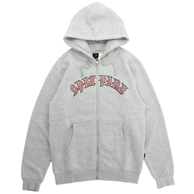 SPITFIRE OLD E EMBROIDERY ZIP HOODIE / HEATHER GREY (スピット 