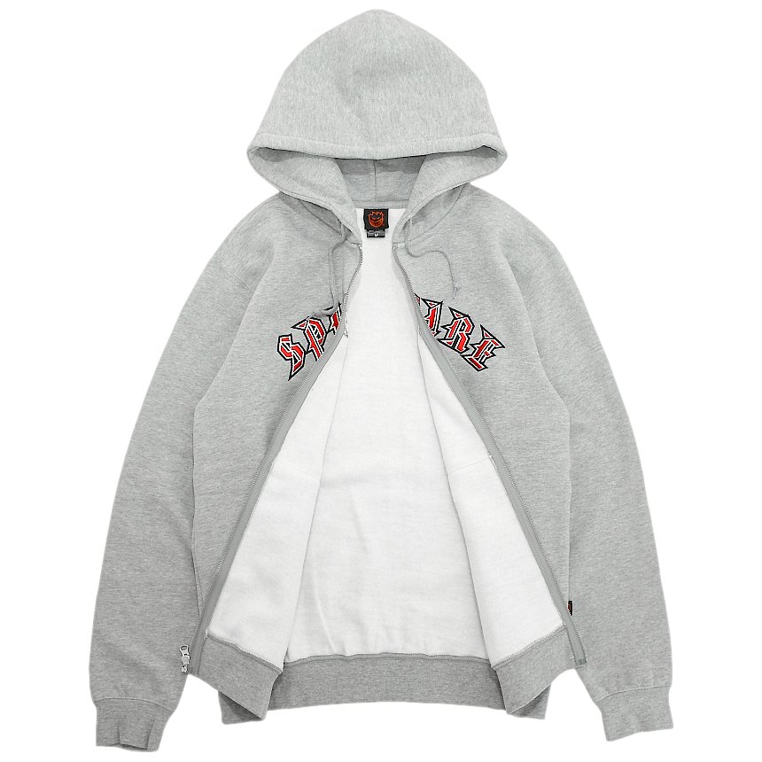 SPITFIRE OLD E EMBROIDERY ZIP HOODIE / HEATHER GREY (スピットファイアー フーディー/パーカー)  - HORRIBLE'S PROJECT｜HORRIBLE'S｜SAYHELLO | HELLRAZOR | Dime MTL | QUASI |  HOTEL BLUE | GX1000 | THEORIES | VANS SKATE 