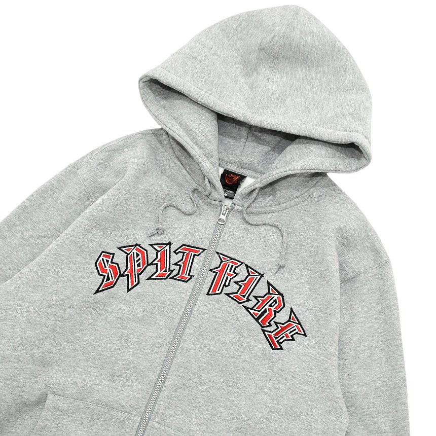 SPITFIRE OLD E EMBROIDERY ZIP HOODIE / HEATHER GREY (スピットファイアー フーディー/パーカー)  - HORRIBLE'S PROJECT｜HORRIBLE'S｜SAYHELLO | HELLRAZOR | Dime MTL | QUASI |  HOTEL BLUE | GX1000 | THEORIES | VANS SKATE 