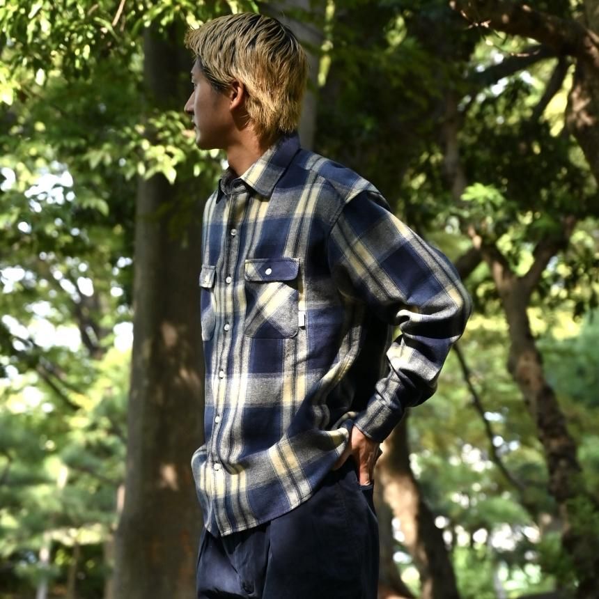 HORRIBLE'S WORK FLANNEL SHIRT / BLUE/BEIGE (ホリブルズ ネルシャツ
