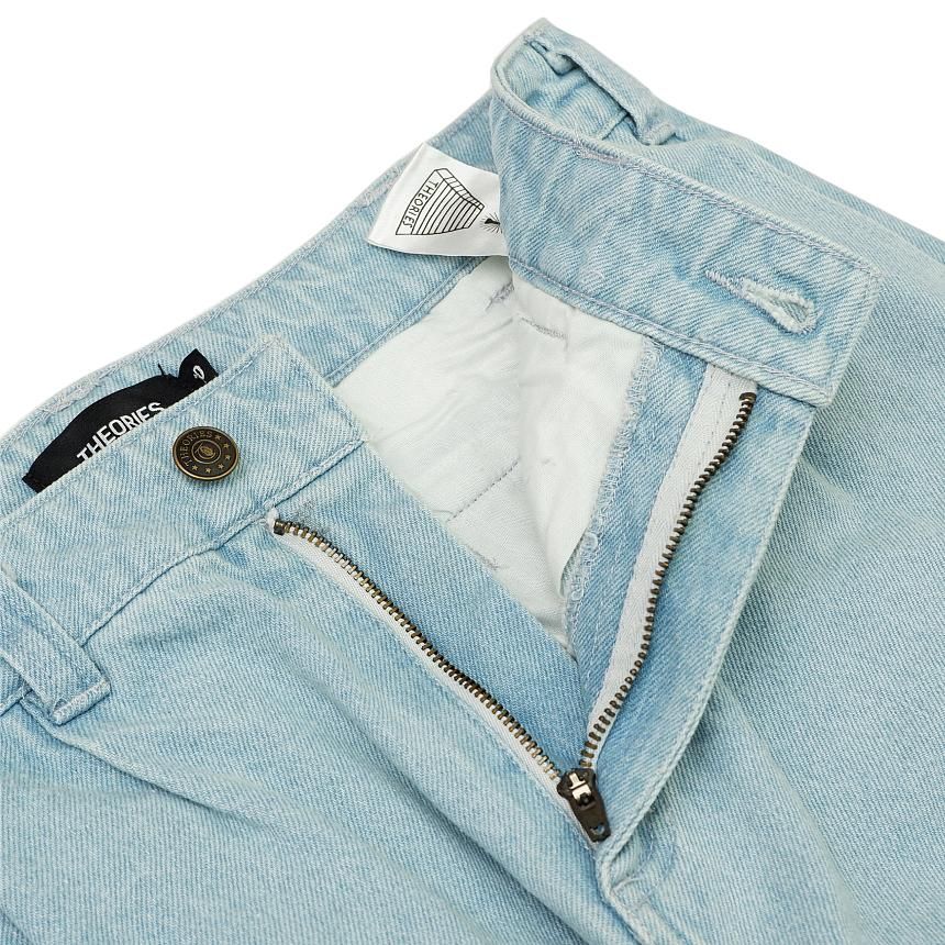 THEORIES BELVEDERE PLEATED DENIM TROUSERS PANTS / LIGHTWASH