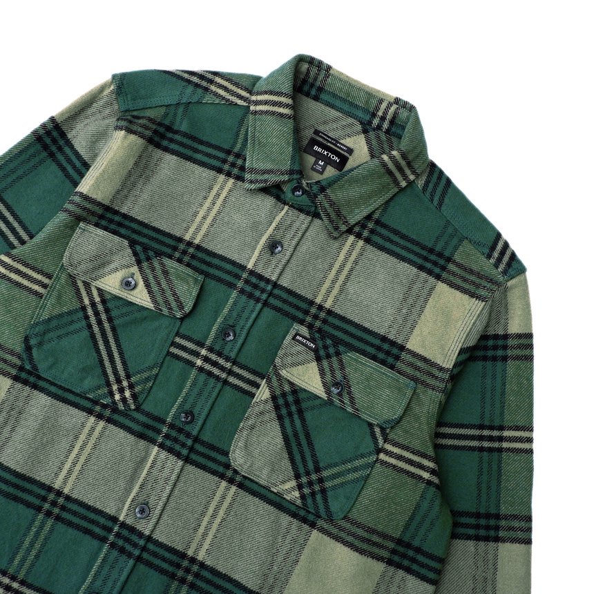 BRIXTON BOWERY HEAVY WEIGHT L/S FLANNEL SHIRT / PINE NEEDLE/OLIVE SURPLUS  (ブリクストン 長袖ネルシャツ)