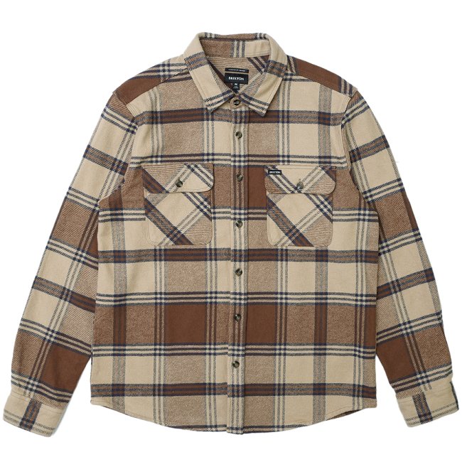 BRIXTON BOWERY HEAVY WEIGHT L/S FLANNEL SHIRT / SAND/BISON