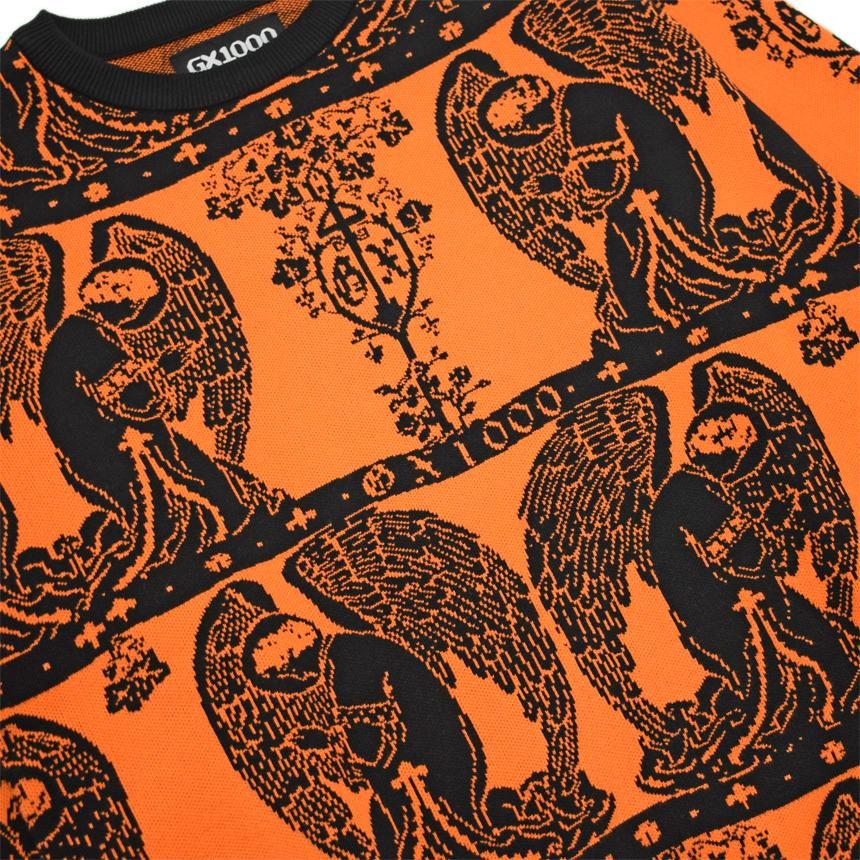 GX1000 JACQUARD CREWNECK ORANGE XLサイズ袖丈約67cm