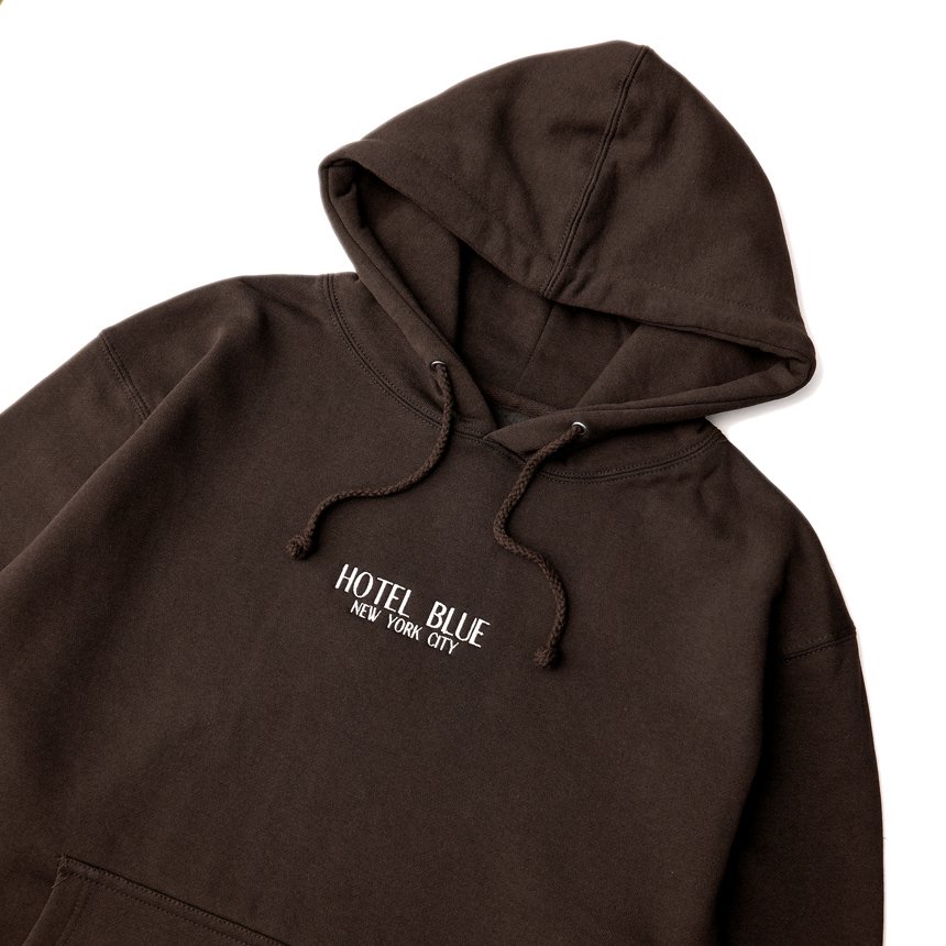 HOTEL BLUE EMBROIDERED LOGO HOODIE / BROWN (ホテルブルー フーディー/パーカー/スウェット)