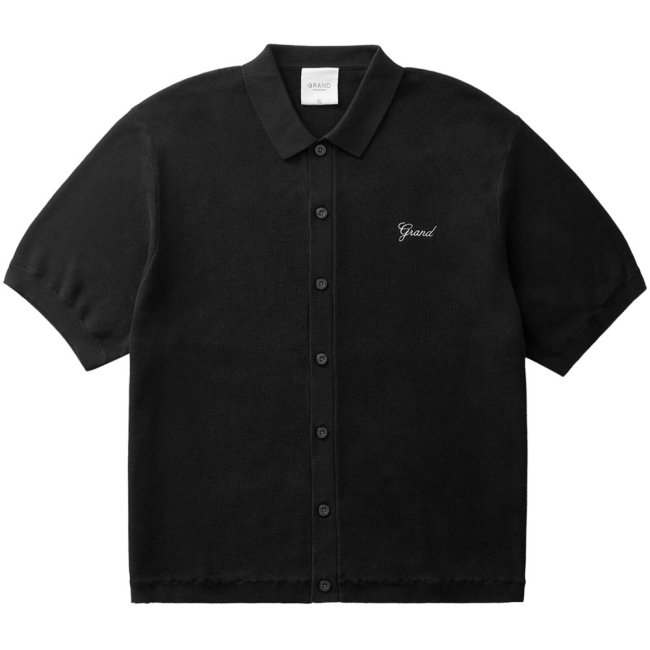 <img class='new_mark_img1' src='https://img.shop-pro.jp/img/new/icons5.gif' style='border:none;display:inline;margin:0px;padding:0px;width:auto;' />GRAND COLLECTION KNIT BUTTON UP SHIRT / BLACK (ɥ쥯 //Ⱦµ)