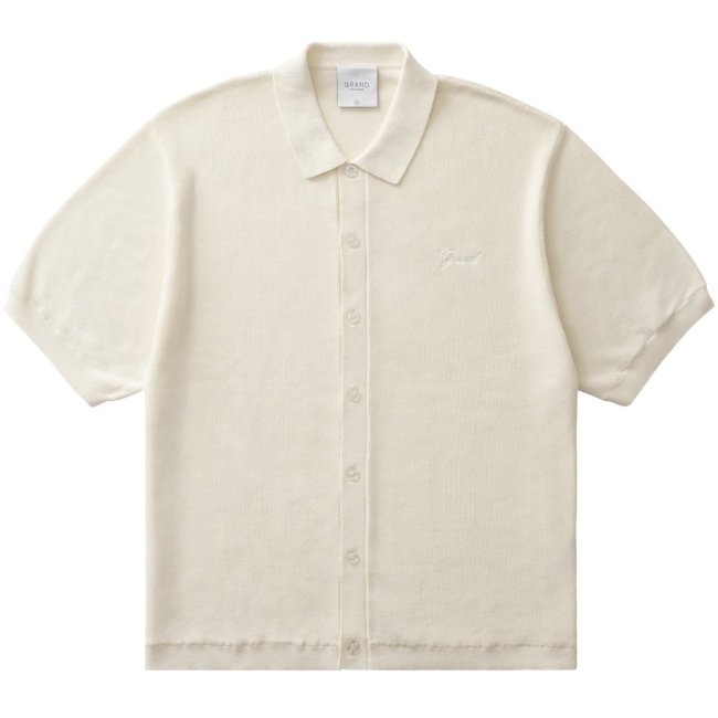 <img class='new_mark_img1' src='https://img.shop-pro.jp/img/new/icons5.gif' style='border:none;display:inline;margin:0px;padding:0px;width:auto;' />GRAND COLLECTION KNIT BUTTON UP SHIRT / CREAM (ɥ쥯 //Ⱦµ)