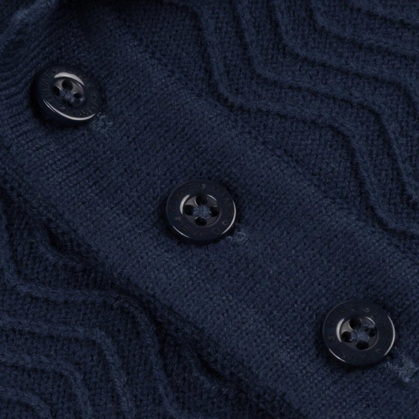 Dime Wave Cable Knit Polo / NAVY (ダイム 半袖ポロシャツ/ニット