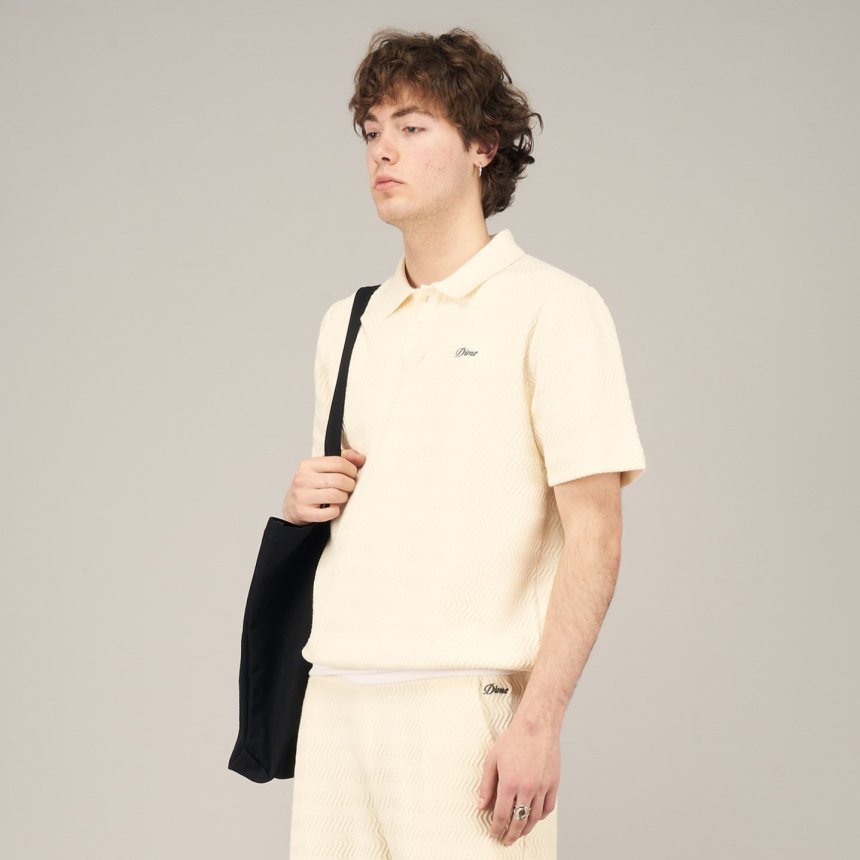 Dime Wave Cable Knit Polo / CREAM (ダイム 半袖ポロシャツ/ニット