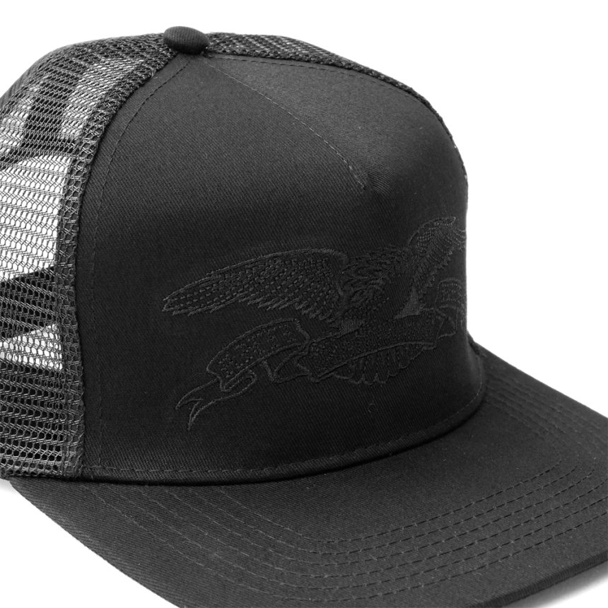 ANTIHERO BASIC EAGLE SNAPBACK MESH CAP / BLACK/BLACK (アンチ 