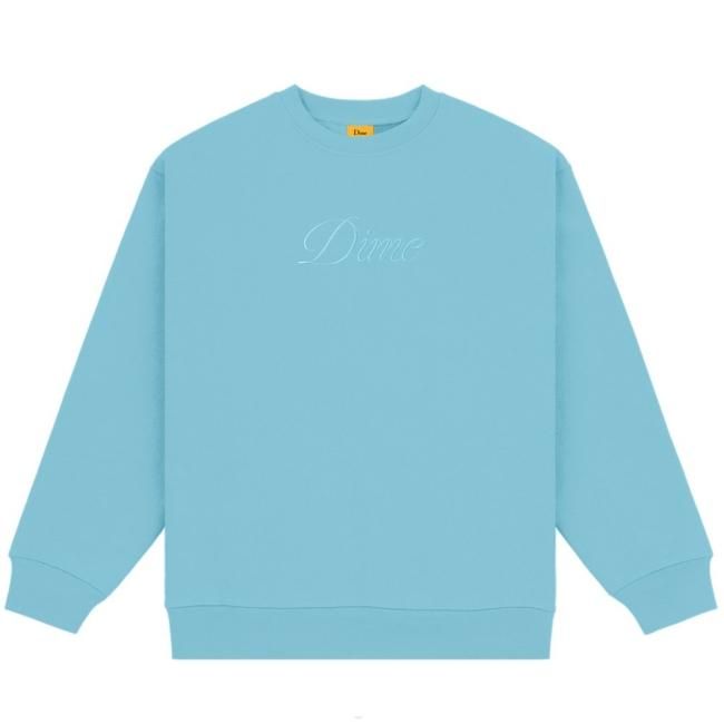 Dime Cursive Logo Crewneck / Ocean Blue (ダイム クルーネック / スウェット) - HORRIBLE'S  PROJECT｜HORRIBLE'S｜SAYHELLO | HELLRAZOR | Dime MTL | QUASI | HOTEL BLUE |  