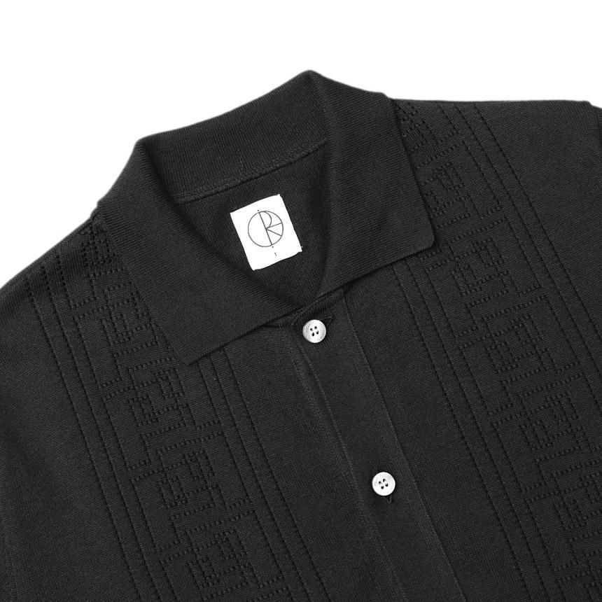 POLAR MILES SS CARDIGAN / DOUBLE P - BLACK (ポーラー 半袖
