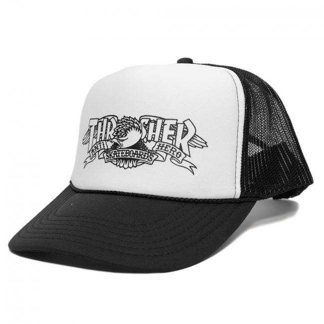 THRASHER X ANTIHERO PIGEON MAG TRUCKER CAP / BROWN（スラッシャー アンチヒーロー キャップ）