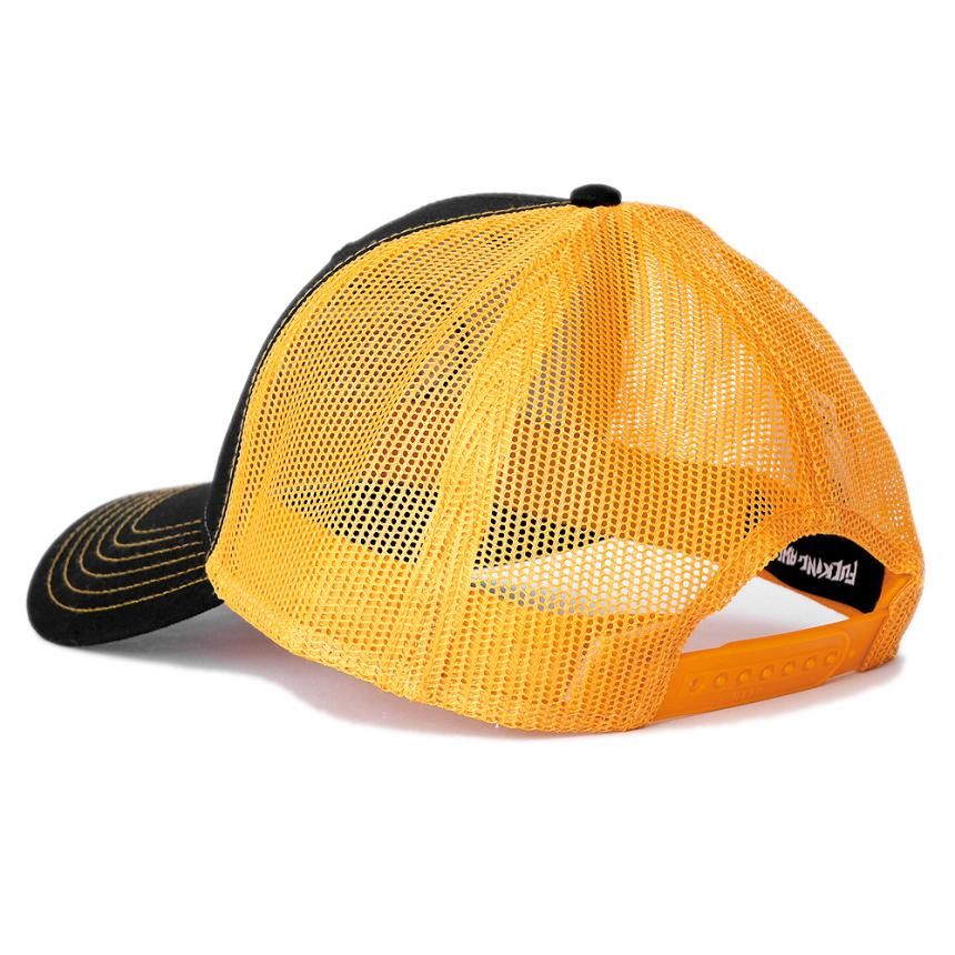 FUCKING AWESOME MECHANICS SIX PANEL MESH HAT / BLACK/GOLD