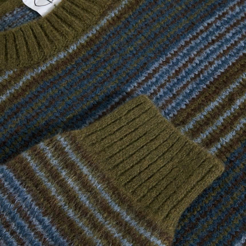 POLAR GEORGE SWEATER / BLUE GREEN STRIPE (ポーラー ニット