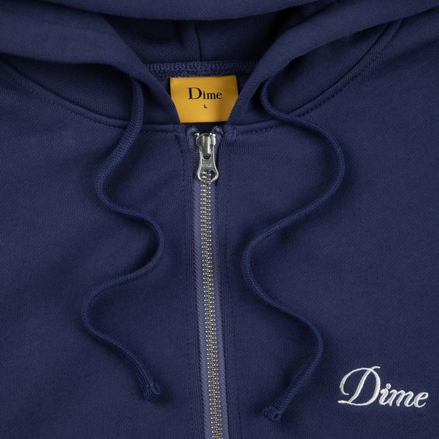 Dime Cursive Zip Hoodie / Night Blue (ダイム ジップパーカー / スウェット) - HORRIBLE'S  PROJECT｜HORRIBLE'S｜SAYHELLO | HELLRAZOR | Dime MTL | QUASI | HOTEL BLUE |  GX1000 | THEORIES | VANS SKATE 