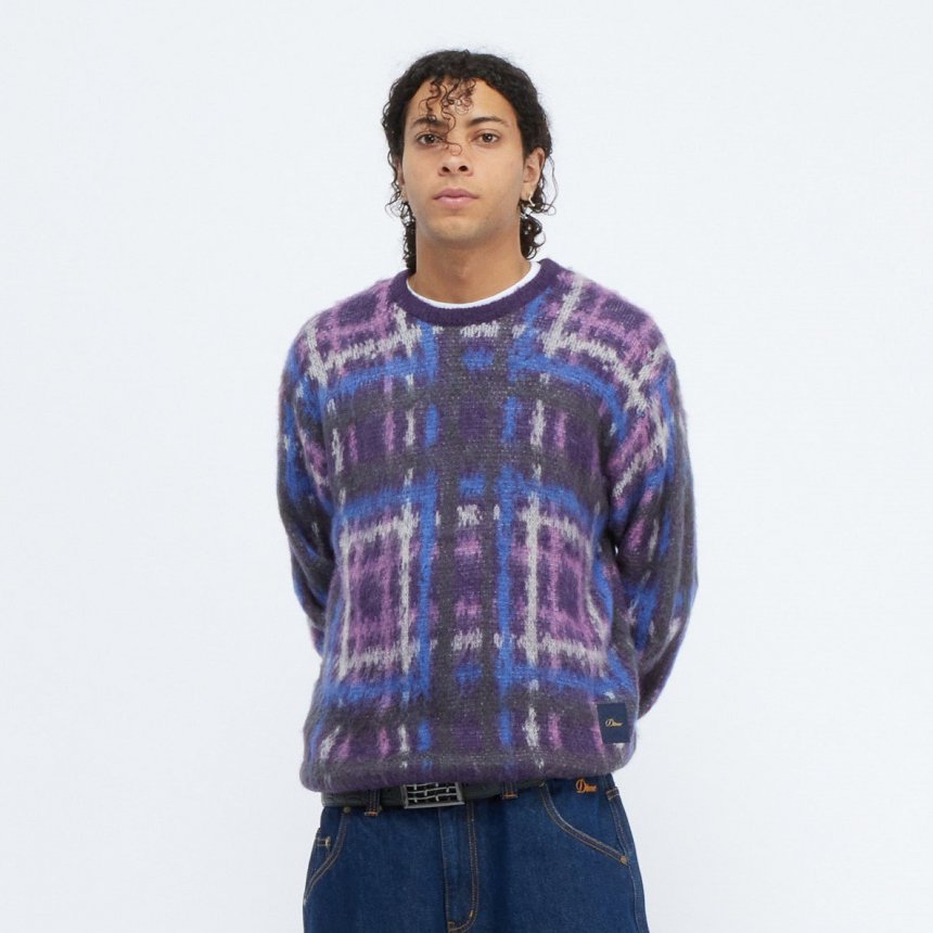 Dime Plaid Mohair Knit / Purple (ダイム モヘア ニット/セーター) - HORRIBLE'S  PROJECT｜HORRIBLE'S｜SAYHELLO | HELLRAZOR | Dime MTL | QUASI | HOTEL BLUE |  GX1000 | THEORIES | VANS SKATE | 正規取扱い販売店 