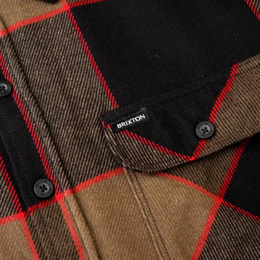 BRIXTON BOWERY L/S FLANNEL SHIRT / HEATHER GREY/CHARCOAL