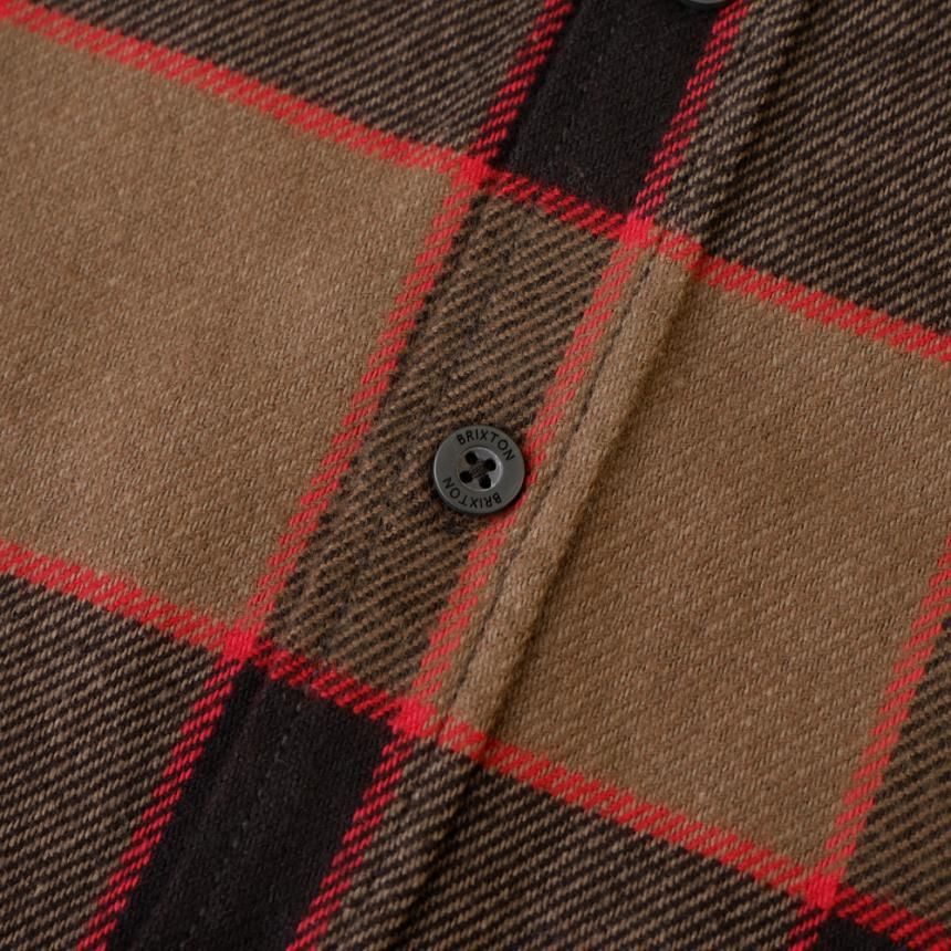 BRIXTON BOWERY L/S FLANNEL SHIRT / HEATHER GREY/CHARCOAL