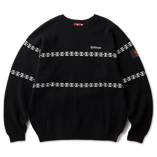 <img class='new_mark_img1' src='https://img.shop-pro.jp/img/new/icons5.gif' style='border:none;display:inline;margin:0px;padding:0px;width:auto;' />HELLRAZOR H CHAIN LINE CREWKNIT / BLACK (إ쥤 )