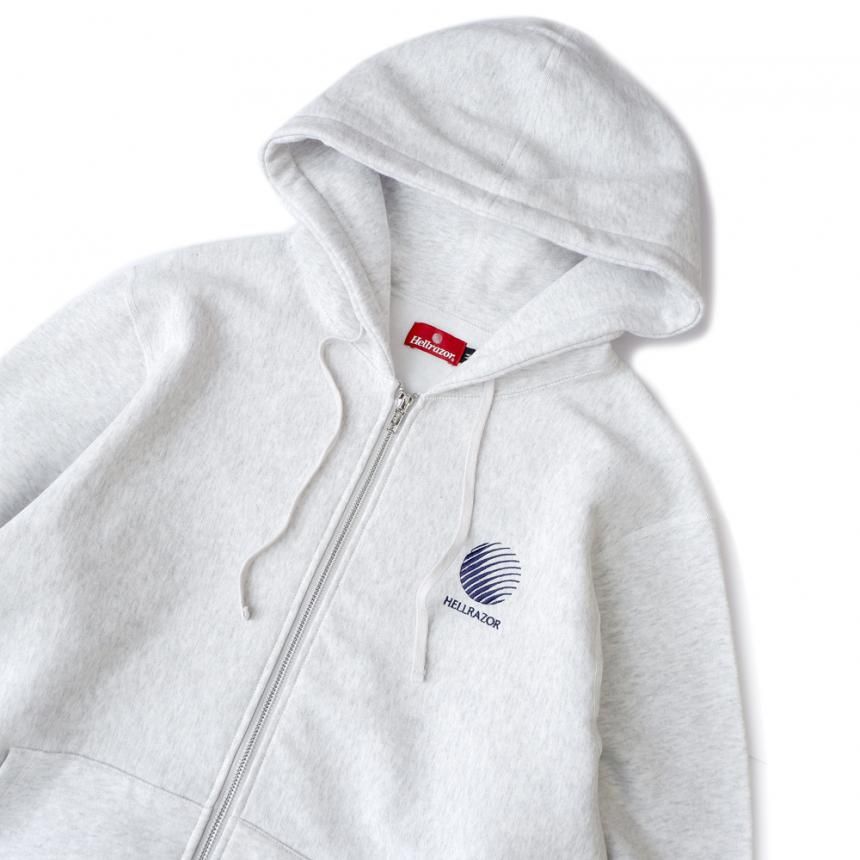 HELLRAZOR LOGO EMB FULL ZIP HOODIE / ASH/NAVY (ヘルレイザー