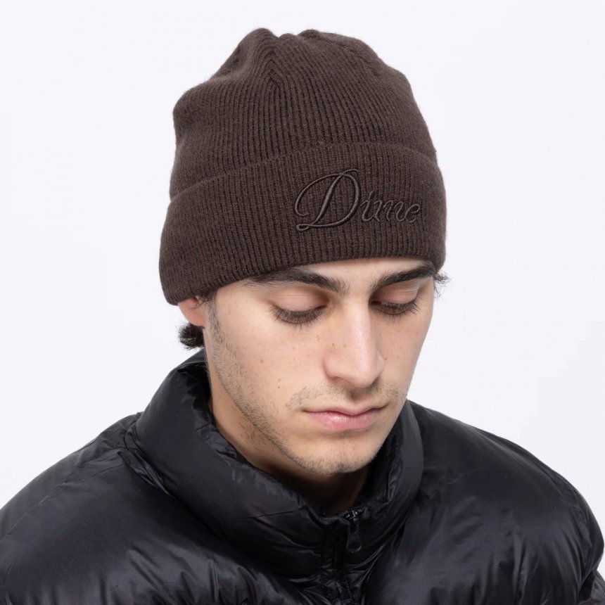 Dime Cursive Wool Fold Beanie / Dark Brown (ダイム ニットキャップ/ビーニー) - HORRIBLE'S  PROJECT｜HORRIBLE'S｜SAYHELLO | HELLRAZOR | Dime MTL | QUASI | HOTEL BLUE |  GX1000 | THEORIES | VANS SKATE | 正規取扱い販売店 