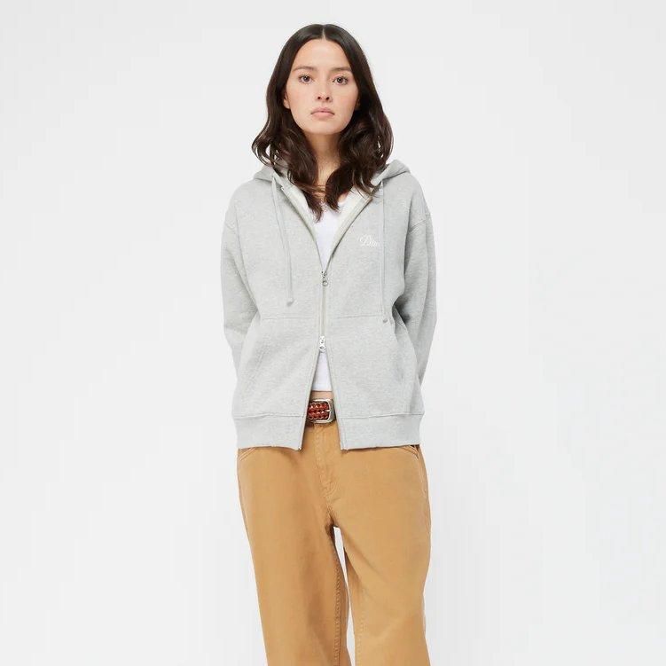 Dime Cursive Small Logo Zip Hoodie / Heather Gray (ダイム