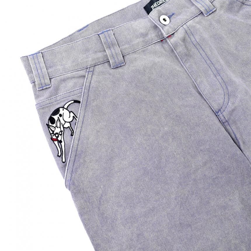 THEORIESセオリーズ 犬刺繍 デニムパンツ 2XL 薄紫色 THEORIES PIANO TRAP CARPENTER PANT / WASHED LILAC
