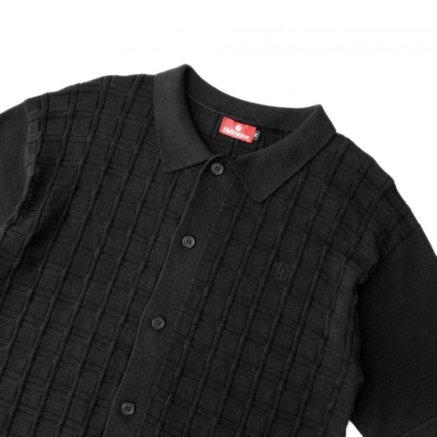 HELLRAZOR SQUARE S/S BUTTON KNIT / BLACK (ヘルレイザー 半袖