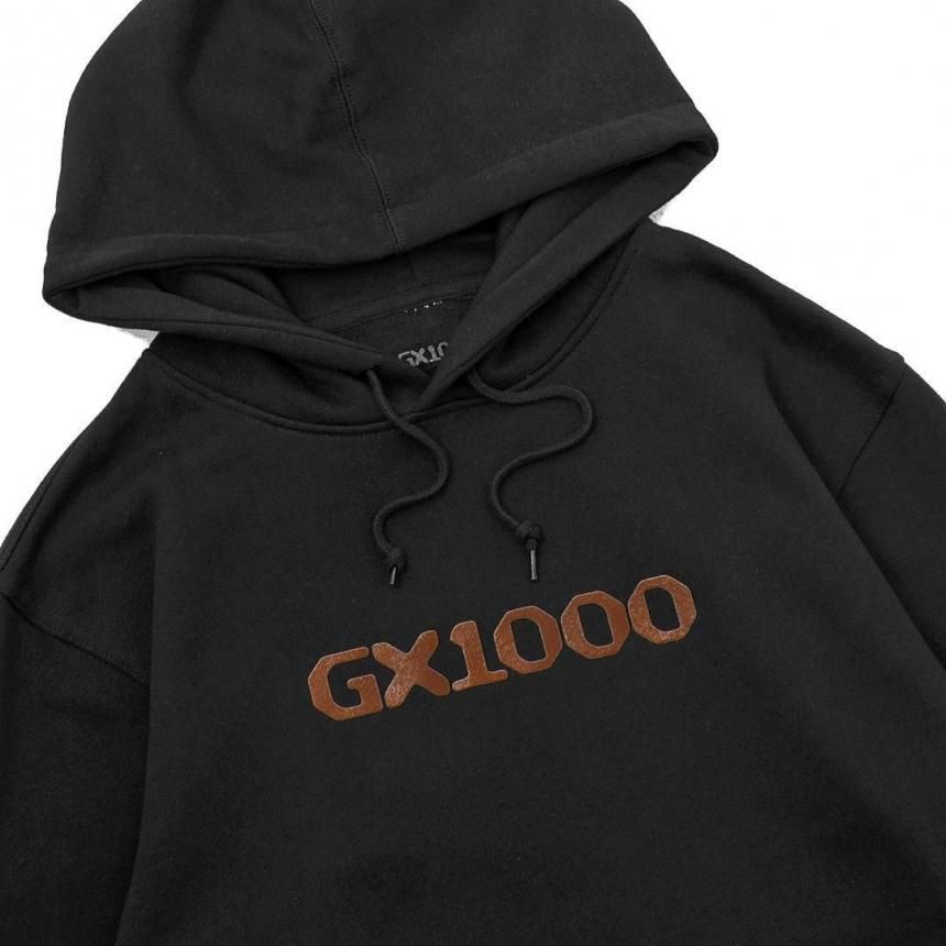 GX1000 OG LOGO HOODIE / BLACK w/ BROWN FONT (ジーエックスセン