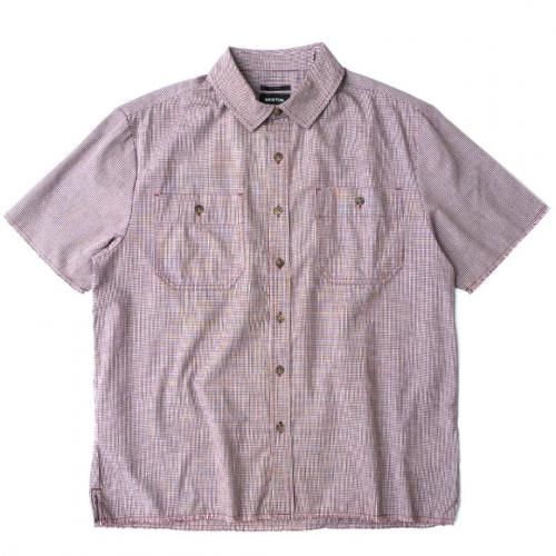 BRIXTON CRU MICRO PLAID S/S WVN SHIRT / WASHED NAVY MICRO