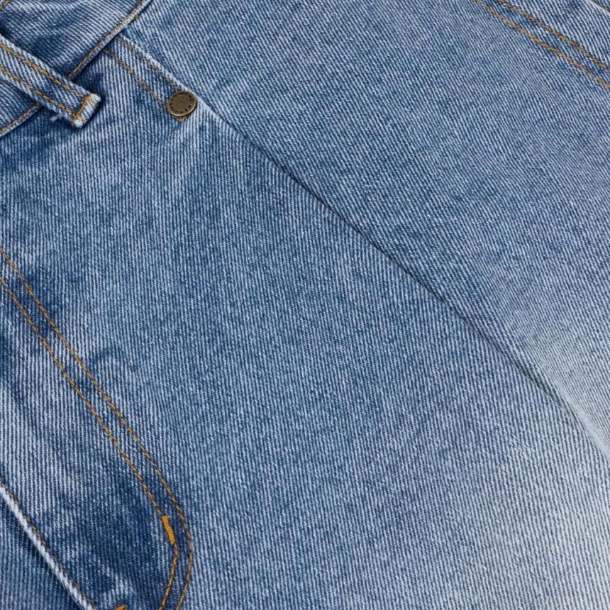 DIME ブルー 刺繍ロゴ デニムショートパンツ DIME ブルー 刺繍ロゴ