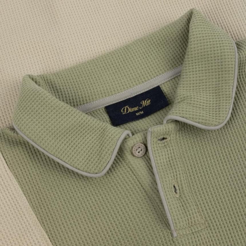 日本全国送料無料商品 特集 Dime Waffle Polo/ Sage (ダイム 半袖ポロシャツ) - HORRIBLE'S トップス