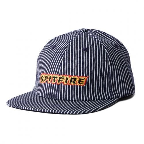 <img class='new_mark_img1' src='https://img.shop-pro.jp/img/new/icons1.gif' style='border:none;display:inline;margin:0px;padding:0px;width:auto;' />SPITFIRE FLAME SCRIPT SNAPBACK CAP / INDIGO RAILROAD STRIPE (ԥåȥե 6ѥͥ륭å)