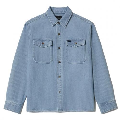 BRIXTON HERRINGBONE RELAX OVERSHIRT / LIGHT WASH DENIM (֥ꥯȥ Ĺµإܡ )