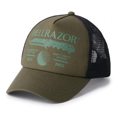 HELLRAZOR  "MOZYSKEY" DTA TRUCKER CAP / ARMY GREEN/BLACK MESH (إ쥤 å奭åס
